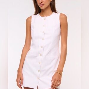 Abercrombie & Fitch White Button-Down Linen Mini Dress